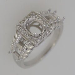 Sterling Silver Semi Mount Ring Setting Oval OV 8x6mm SQ 4x4mm - Syzjewelry