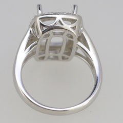 Sterling Silver Semi Mount Ring Setting Cushion CU 14x10mm White Topaz DK212 - Syzjewelry