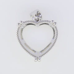 Sterling Silver Semi Mount Pendant Setting Heart HT 18x18mm - Syzjewelry