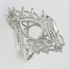 Sterling Silver Semi Mount Ring Setting Marquise MQ 16x8mm 5x2.5mm Cluster - Syzjewelry