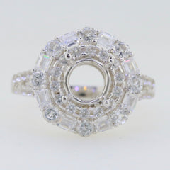 Sterling Silver Semi Mount Ring Setting Round RD 7x7mm White Topaz PJC635 - Syzjewelry