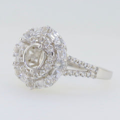 Sterling Silver Semi Mount Ring Setting Round RD 7x7mm White Topaz PJC635 - Syzjewelry