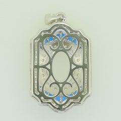 Sterling Silver Semi Mount Pendant Setting Oval OV 11x9mm Blue Spinel - Syzjewelry