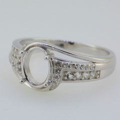 Sterling Silver Semi Mount Ring Setting Oval OV 8x6mm White Topaz PJC4933R11 - Syzjewelry