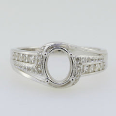 Sterling Silver Semi Mount Ring Setting Oval OV 8x6mm White Topaz PJC4933R11 - Syzjewelry