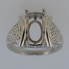 Sterling Silver Semi Mount Ring Setting for Cabochon Cushion CU 14x7mm - Syzjewelry