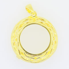 Gold plate Sterling Silver Semi Mount Pendant Setting Round RD 18x18mm - Syzjewelry