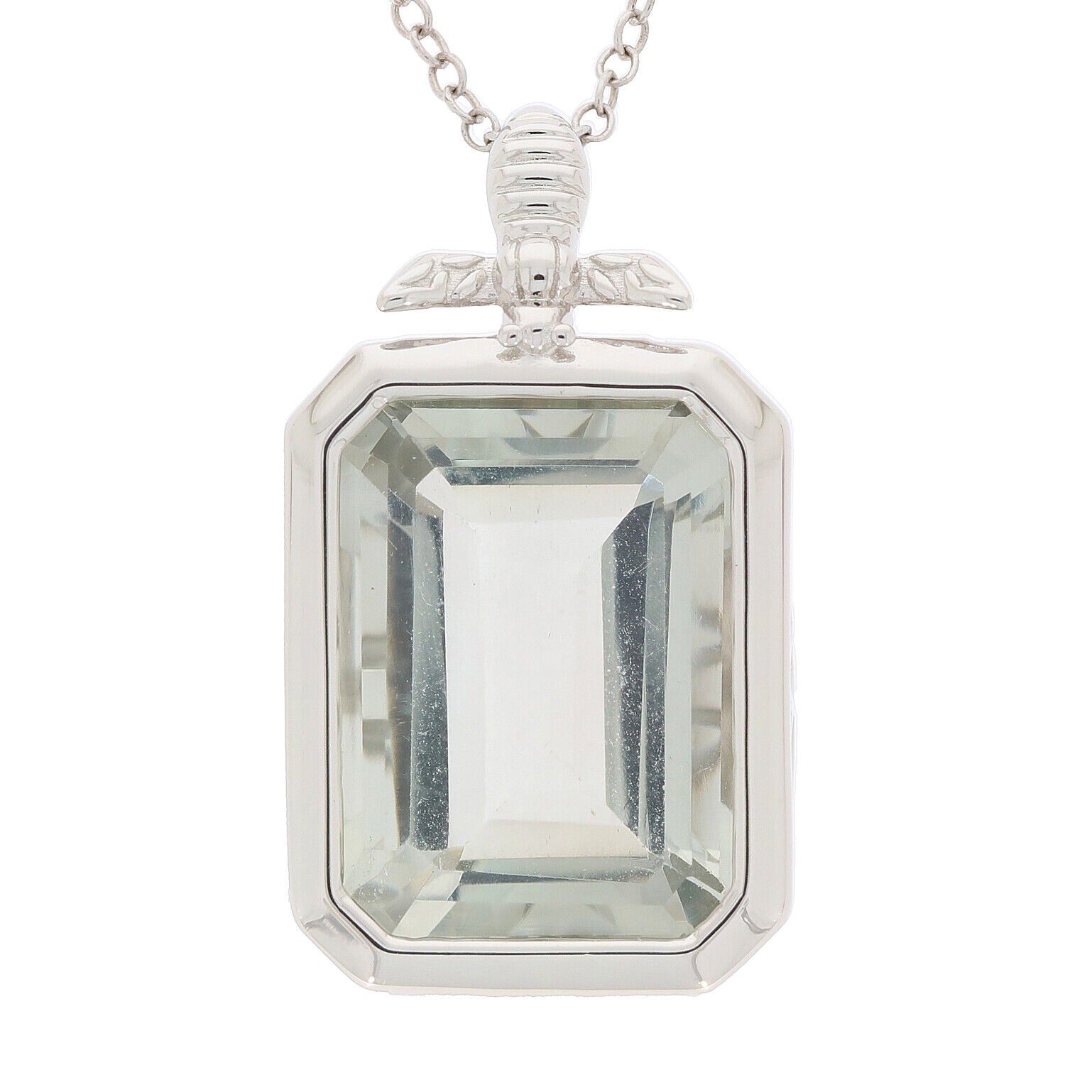 Sterling Silver Semi Mount Pendant Setting Emerald OCT 16X12mm P24116 - Syzjewelry