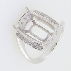 Sterling Silver Semi Mount Ring Setting Cushion CU 16X10mm White Topaz - Syzjewelry