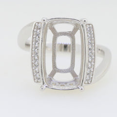 Sterling Silver Semi Mount Ring Setting Cushion CU 16X10mm White Topaz - Syzjewelry