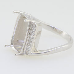 Sterling Silver Semi Mount Ring Setting Cushion CU 16X10mm White Topaz - Syzjewelry