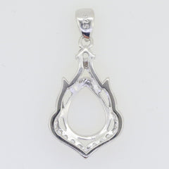 Sterling Silver Semi Mount Pendant Setting Pear PE 10X8mm White Topaz - Syzjewelry