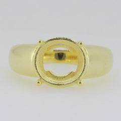 Men's 18K Yellow Gold Semi Mount Ring Setting Round RD 11x11mm Size 12 - Syzjewelry