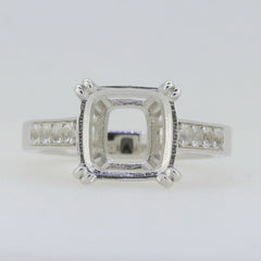 Sterling Silver Semi Mount Ring Setting Cushion CU 10X10mm White Topaz - Syzjewelry