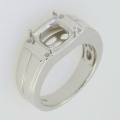 Men's Sterling Silver Semi Mount Ring Setting Cushion CU 8X8mm Size 12 - Syzjewelry