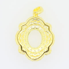 Yellow Gold Plated Sterling Silver Semi Mount Pendant Setting Oval OV 10x8mm - Syzjewelry