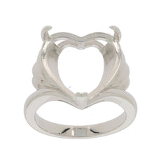 Sterling Silver Semi Mount Ring Setting Heart HT 15X15mm Crown 17969R - Syzjewelry