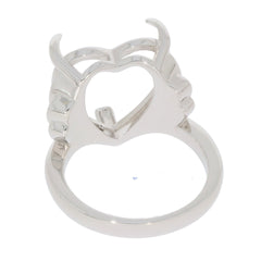 Sterling Silver Semi Mount Ring Setting Heart HT 15X15mm Crown 17969R - Syzjewelry