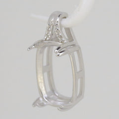 Sterling Silver Semi Mount Pendant Setting CU 14X10mm White Topaz - Syzjewelry