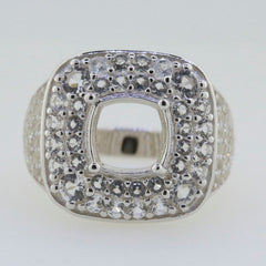 Sterling Silver Semi Mount Ring Setting Cushion CU 8x8mm White Topaz sz 10.5 - Syzjewelry