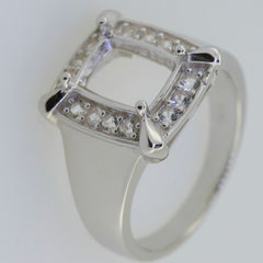 Sterling Silver Semi Mount Ring Setting Cushion CU 9x7mm White Topaz sz 9.5 - Syzjewelry