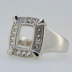 Sterling Silver Semi Mount Ring Setting Cushion CU 9x7mm White Topaz sz 9.5 - Syzjewelry