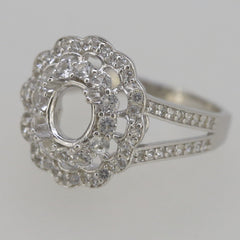 Sterling Silver Semi Mount Ring Setting Oval OV 6x5mm White Topaz Solid - Syzjewelry