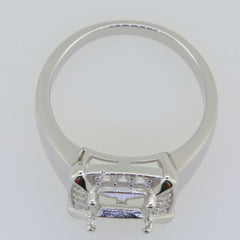 14K White Gold Semi Mount Ring Setting Cushion CU 9x7mm Solid - Syzjewelry