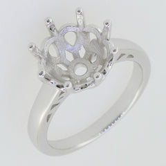 Sterling Silver Semi Mount Ring Setting Round RD 11x11mm White Topaz Sz 85 - Syzjewelry