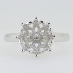 Sterling Silver Semi Mount Ring Setting Round RD 11x11mm White Topaz Sz 85 - Syzjewelry