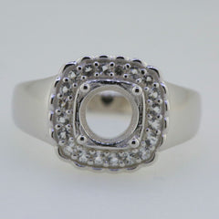 Sterling Silver Semi Mount Ring Setting Round RD 7x7mm White Topaz size 10.5 - Syzjewelry