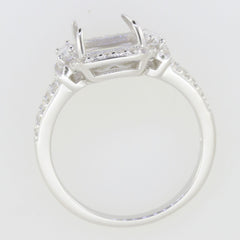 Sterling Silver Semi Mount Ring Setting Cushion CU 10x8mm Halo Split Sz 10.5 - Syzjewelry