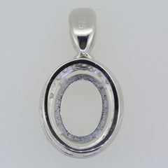 14K White Gold Semi Mount Pendant Setting Oval OV 10X8mm - Syzjewelry