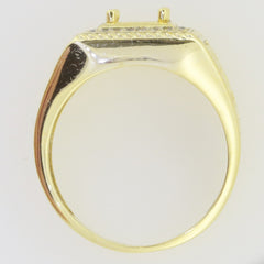 14K Yellow Gold Semi Mount Ring Setting Round 6.5mm RD 6x6mm Men's Ring Sz 9.5 - Syzjewelry