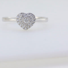 Delicate Sterling Silver Heart Shape Moissanite Ring White Topaz - Syzjewelry