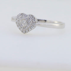 Delicate Sterling Silver Heart Shape Moissanite Ring White Topaz - Syzjewelry