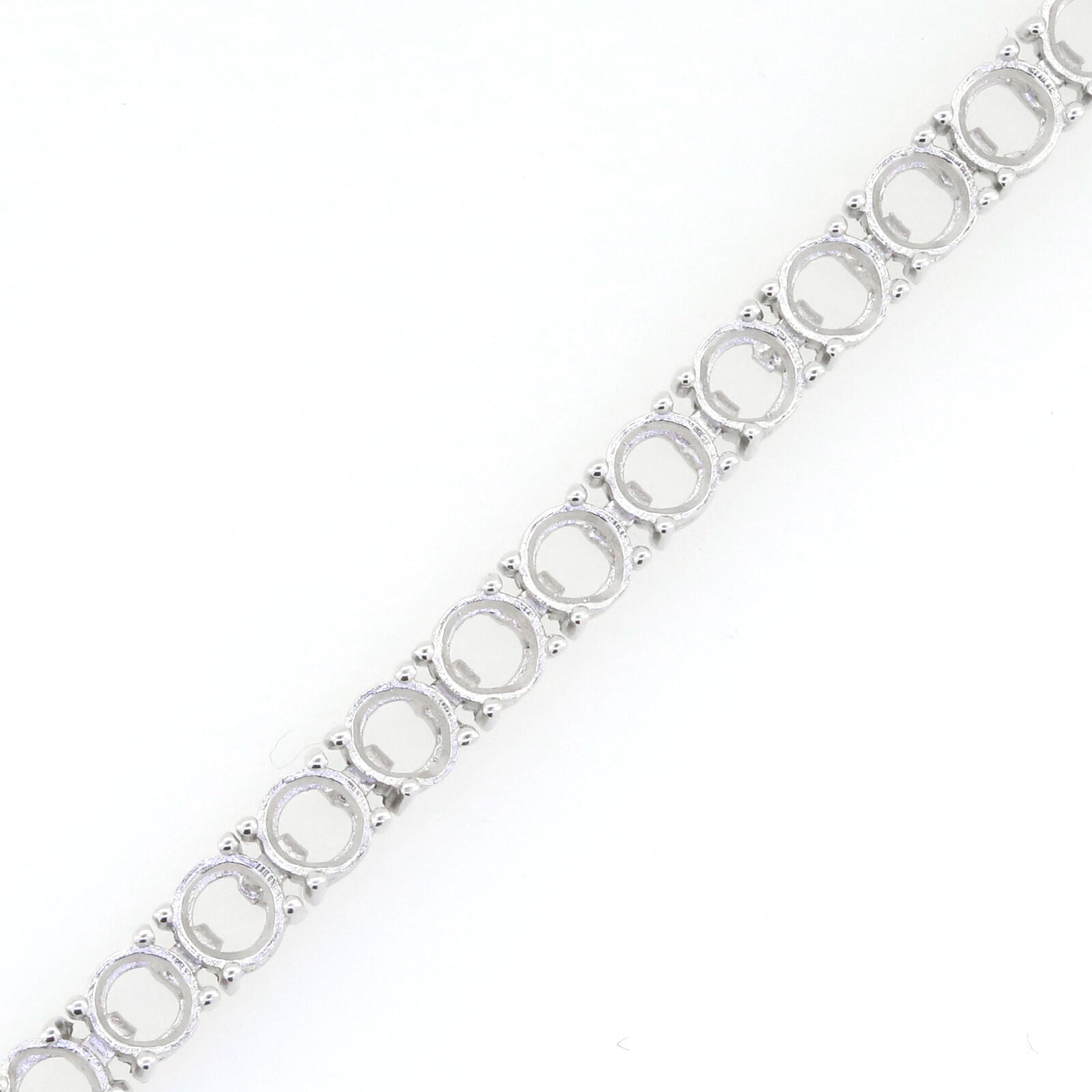 14K White Gold Semi Mount Tennis Bracelet Setting Round RD 6.3mm 30 Stones - Syzjewelry