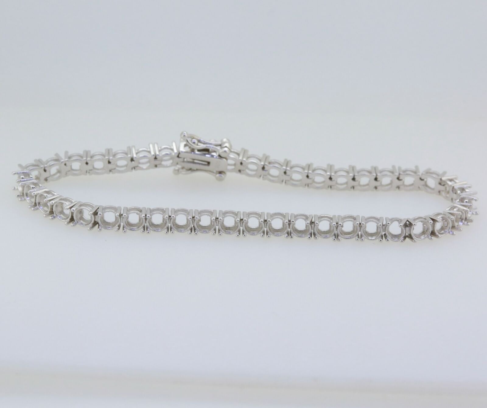 Sterling Silver Semi Mount Tennis Bracelet Setting Round RD 3x3mm 6.5 Inch - Syzjewelry