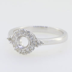 Sterling Silver Semi Mount Ring Setting Round RD 5x5mm Halo White Topaz sz 6 - Syzjewelry