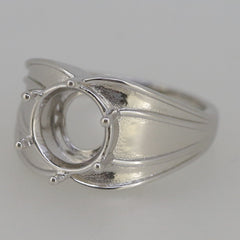 Men's Contemporary Sterling Silver Semi Mount Ring Setting Round RD 10x10mm - Syzjewelry