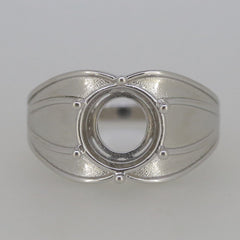 Men's Contemporary Sterling Silver Semi Mount Ring Setting Round RD 10x10mm - Syzjewelry