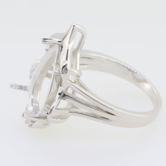 Sterling Silver Semi Mount Ring Setting Pear PE 16X11mm White Topaz - Syzjewelry