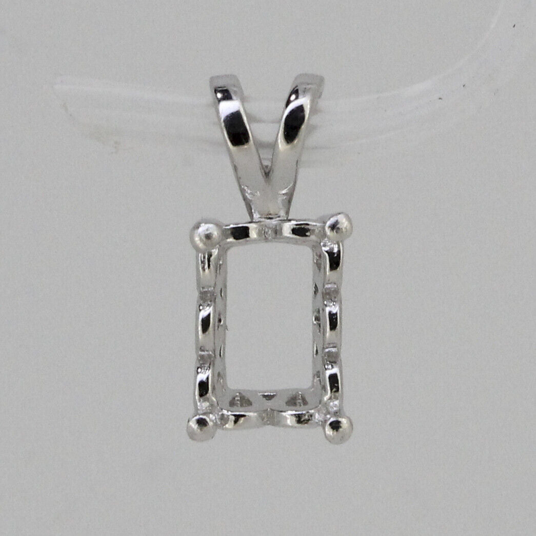 Delicate Sterling Silver Semi Mount Pendant Setting OCT 7x5mm White Topaz - Syzjewelry