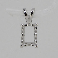 Delicate Sterling Silver Semi Mount Pendant Setting OCT 7x5mm White Topaz - Syzjewelry