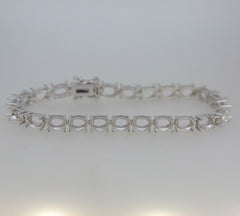 Sterling Silver Semi Mount Tennis Bracelet Setting OV 8x6mm 7.5 inch White Topaz - Syzjewelry