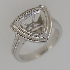 Sterling Silver Semi Mount Ring Setting Trillion Tri 11x11mm Milgrain 20860 - Syzjewelry