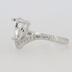 Sterling Silver Semi Mount Ring Setting Pear PE 7x5mm Princess Tiara Ring - Syzjewelry