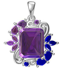 Sterling Silver Semi Mount Pendant Setting OCT 12x10mm PE4x3mm MQ 4x2mm RD2x2mm - Syzjewelry