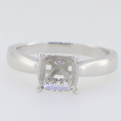 Sterling Silver Semi Mount Ring Setting Cushion CU 7x7mm Solitaire 19411R - Syzjewelry