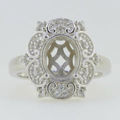 Sterling Silver Semi Mount Ring Setting Oval OV 10x8mm White Topaz 7728R - Syzjewelry